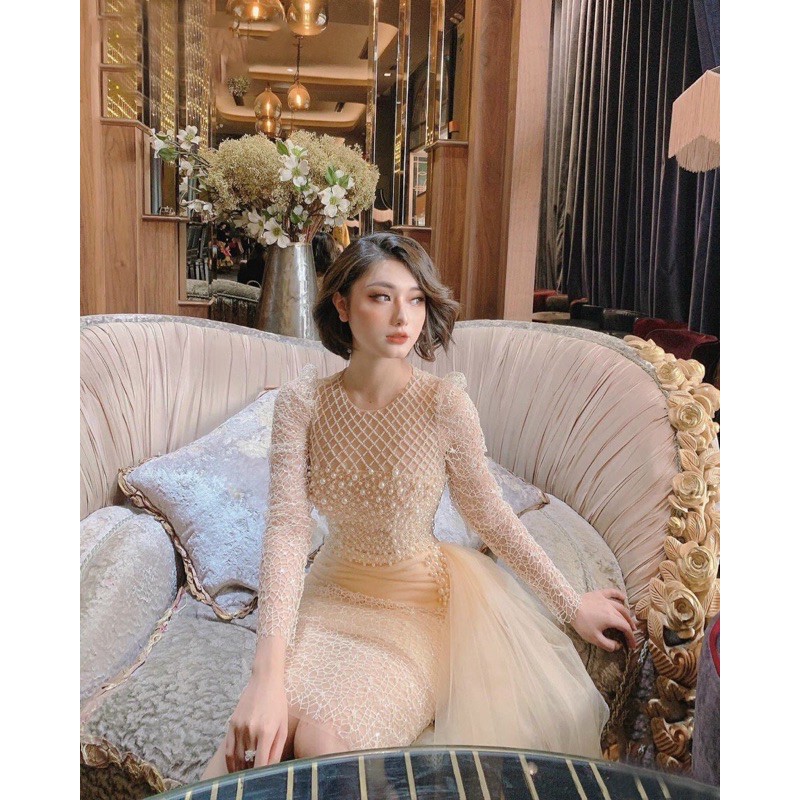 ĐẦM BODY REN LƯỚI LỖ KIM TUYẾN KẾT NGỌC