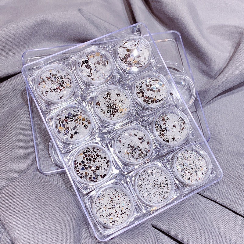 Set trang trí ánh bạc cao cấp đính móng