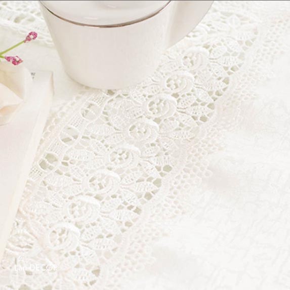 Khăn trải bàn mix ren thiết kế Landecor sang trọng -KR030