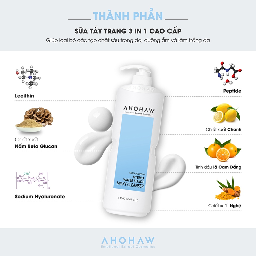 Sữa tẩy trang dành cho mọi loại da Ahohwa Aqua Solution - Hàng chính hãng