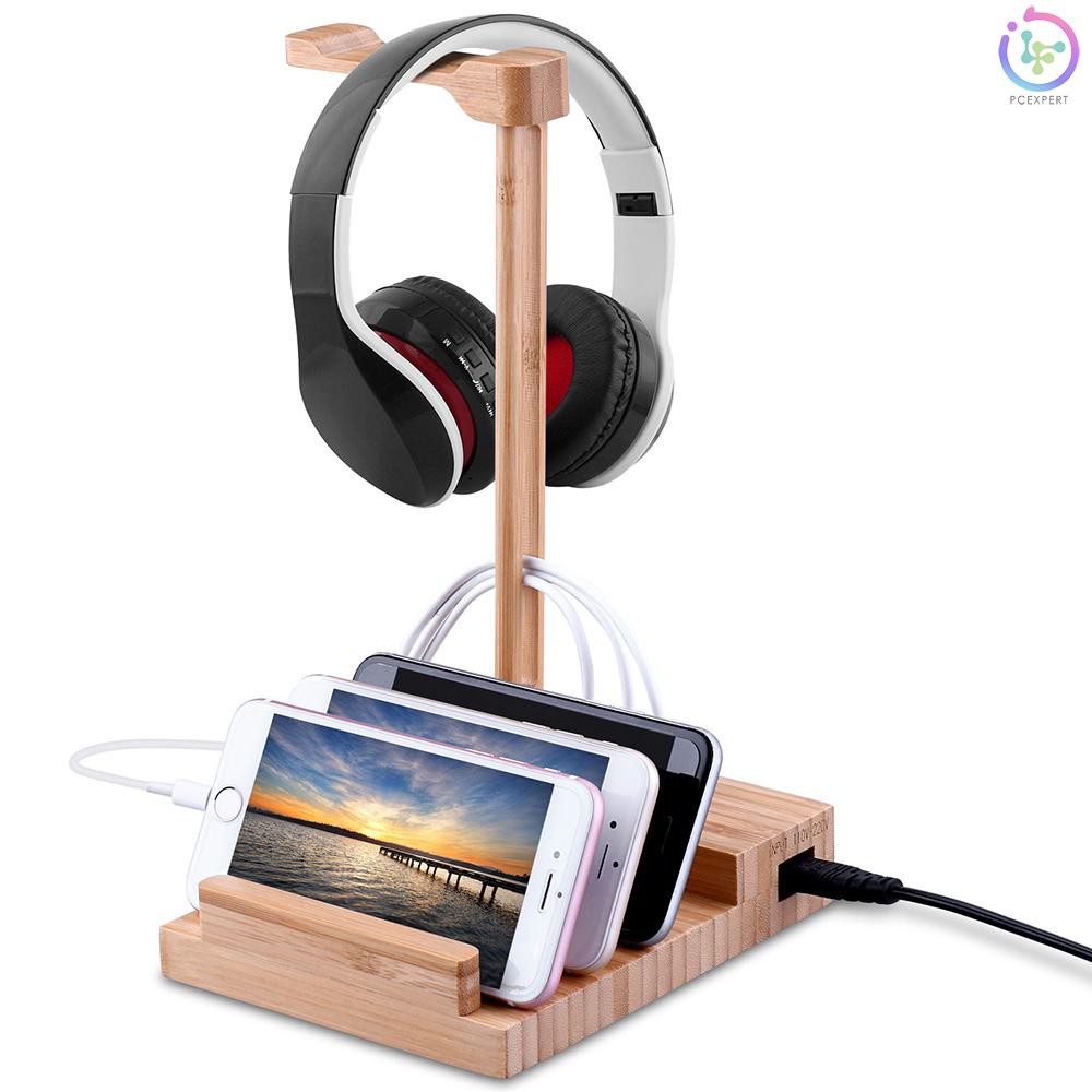 PCER♥Wooden Headphone Stand Universal Charging Earphone Hanger Holder