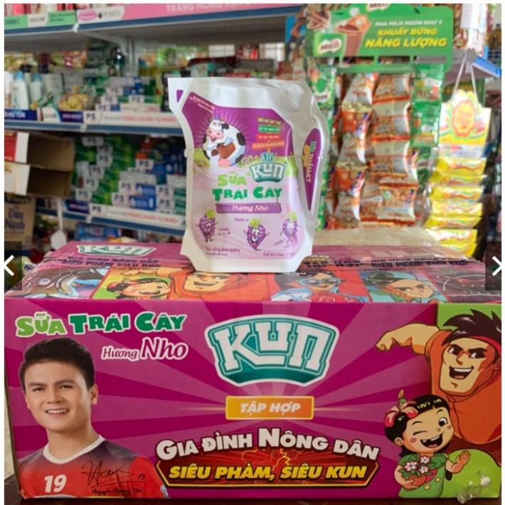 Thùng Sữa Lif Kun túi 110mlx 24 Gói Hương Nho/Sôcola/Cam/Dâu