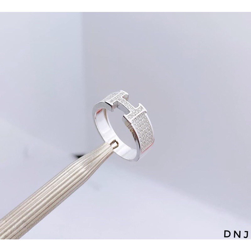Nhẫn nữ bạc chữ H đính đá sang trọng chuẩn bạc ta - Kho sỉ bạc Nhất Linh