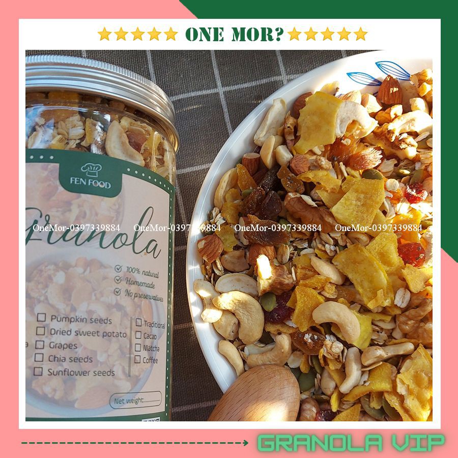 Granola siêu hạt VIP ngũ cốc dinh dưỡng ăn kiêng giảm cân và cho mẹ bầu | OneMor