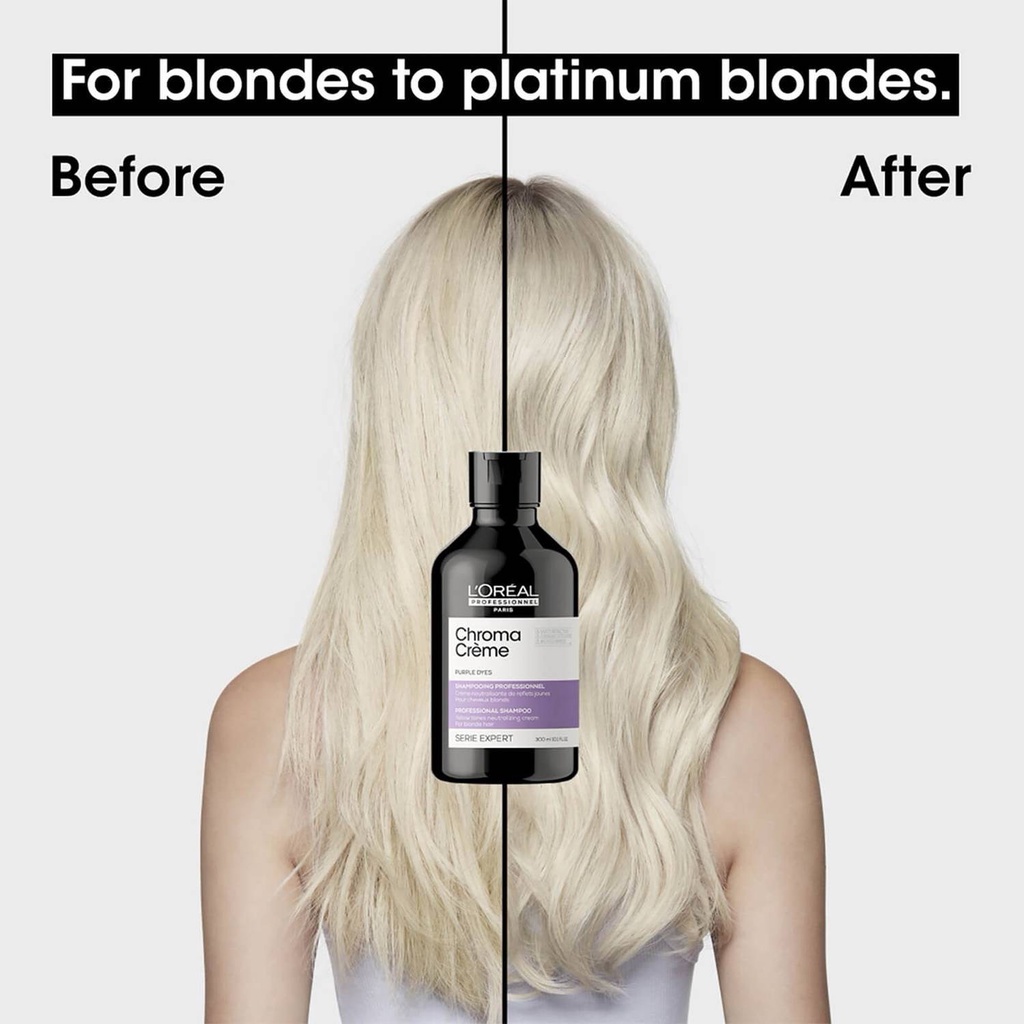 Dầu gội tím khử vàng, xanh dương khử cam, xanh lá khử đỏ Loreal Professionnel Chroma Creme 300/500ml
