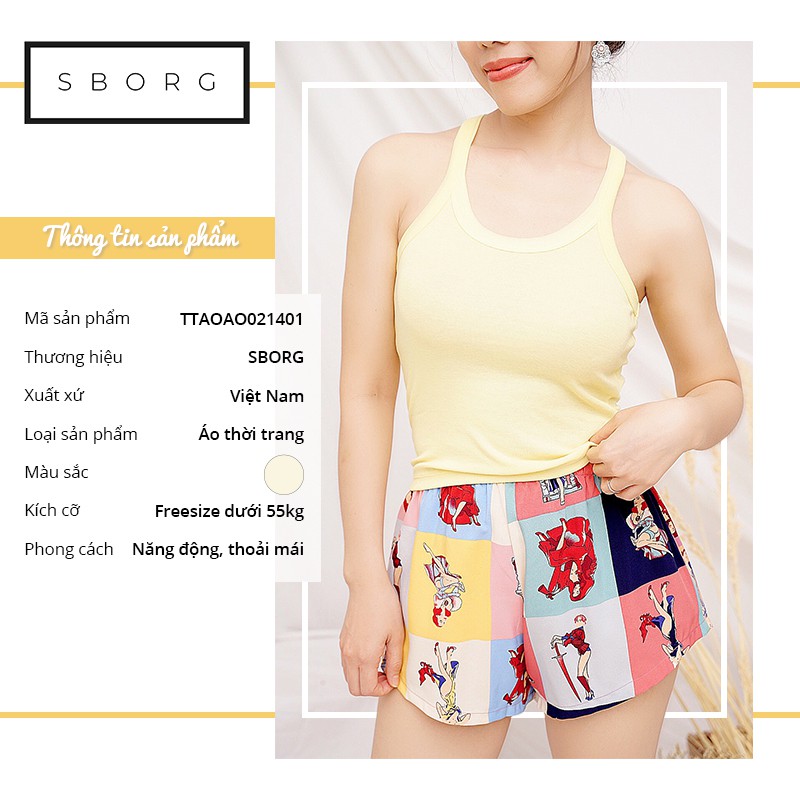 Áo thun ba lỗ nữ SBORG thun cotton trơn co giãn 4 chiều sát nách phong cách thời trang sport freesize dưới 54kg