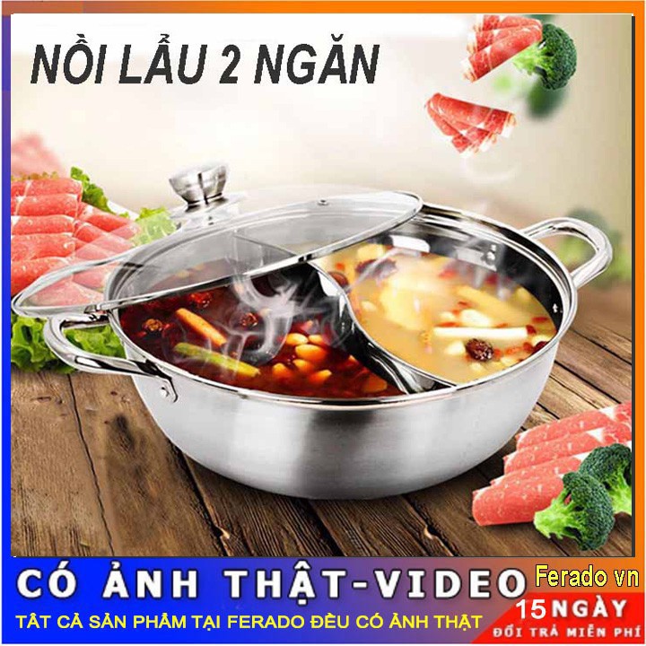 Nồi lẩu Inox 2 ngăn cao cấp [HÀNG ĐẸP] LOẠI 32CM