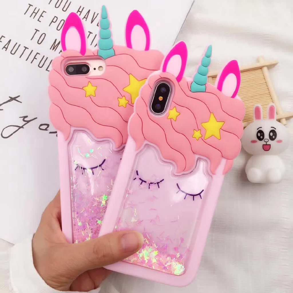 Ốp điện thoại silicon thiết kế kì lân 3D đính kim tuyến cho iPhone 13 12 11 6 6S 7 8 Plus X XR XS MAX SE 2020