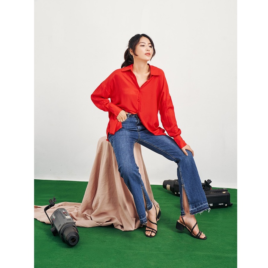 DOTTIE- Áo sơ mi vai xệ nữ T0215