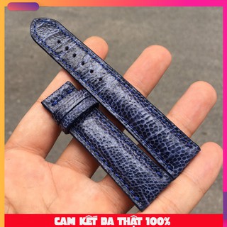 Dây đồng hồ da chân đà điểu không vảy màu xanh dương cho nam (Trong lót da bò)