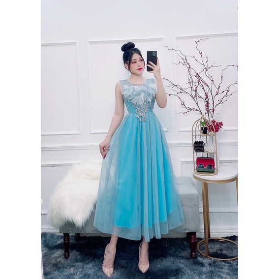 Đầm dự tiệc công chúa phối hoa nổi TRIPBLE T DRESS -size M/L (kèm ảnh/video thật) MS137Y