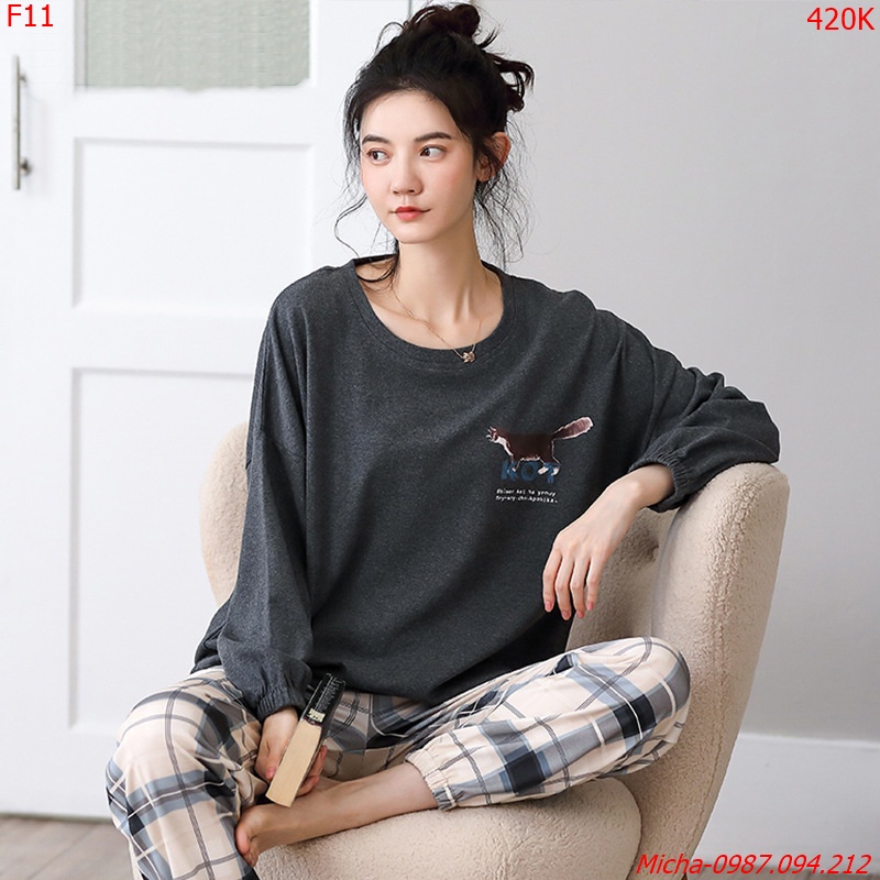 Bộ dài tay màu xám đậm (có hình in sau lưng) - Micha F11