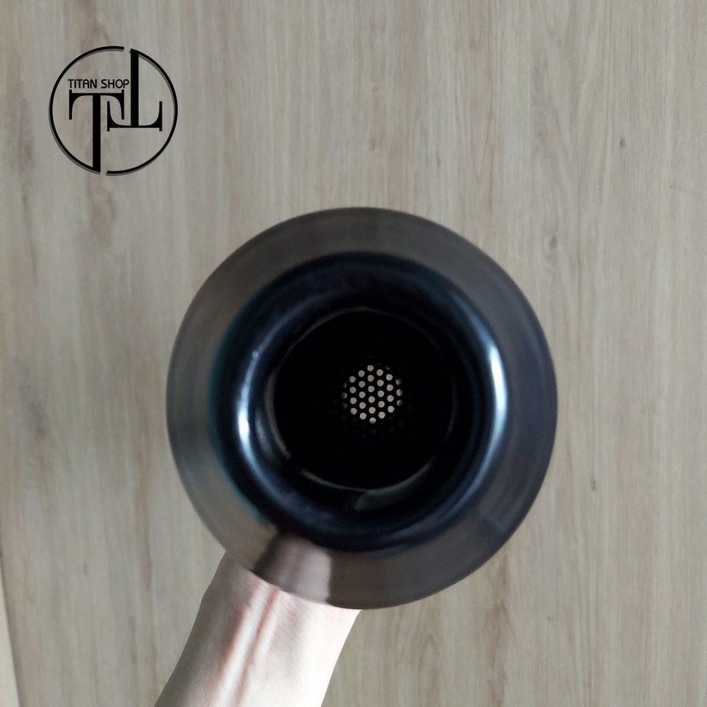 Pô Cafe Racer Màu Đen - Pô Chùy - Ruột Thủy Tinh - Có Vách Ngăn Cản Khí Tạo Âm Thanh Trầm Ấm