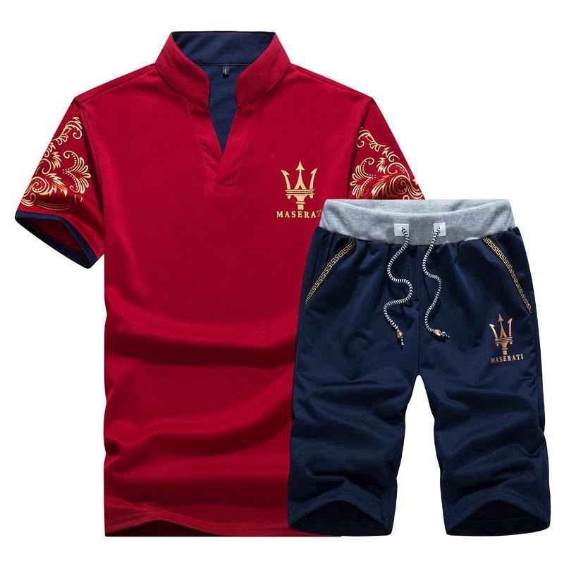Set Áo Thun Cổ Chữ V + Quần Short Dành Cho Nam Size M-4XL