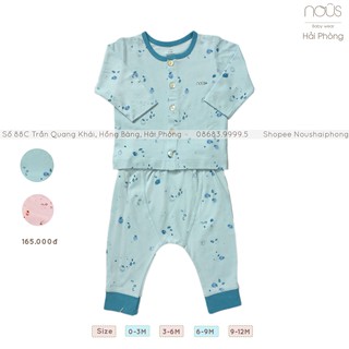 Bộ Cài Thẳng Dài Thường Xanh Lơ Nhạt Nous (Size 12-18 Tháng Đến 18-24 Tháng)