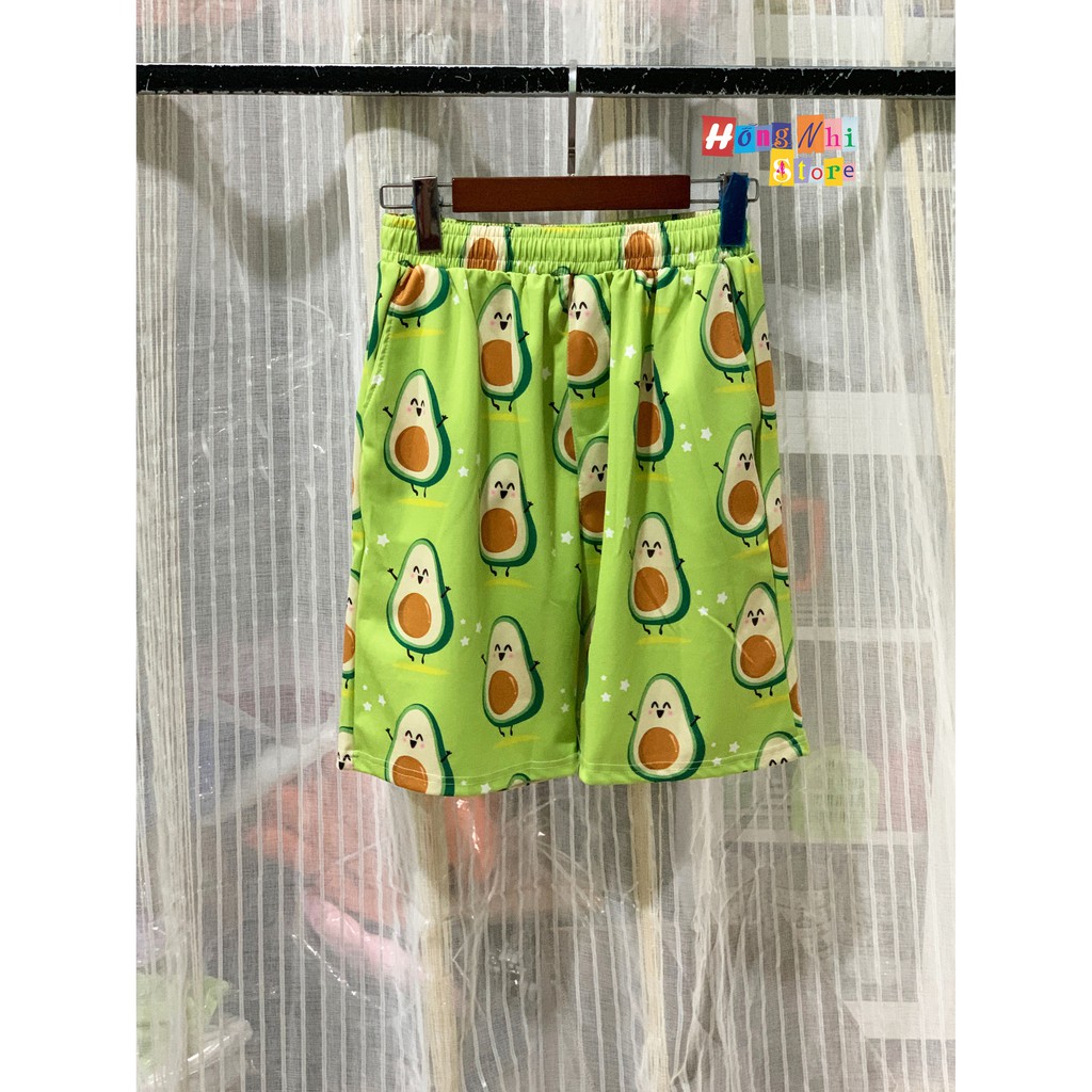 Quần Đùi Hoạt Hình Trái Bơ Short Cartoon Oversize Ulzzang Unisex Dáng Rộng - MM