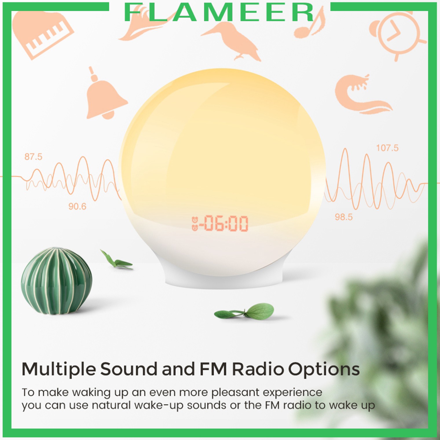 Đồng Hồ Báo Thức Mô Phỏng Ánh Sáng Mặt Trời Đi Kèm Với Radio Fm