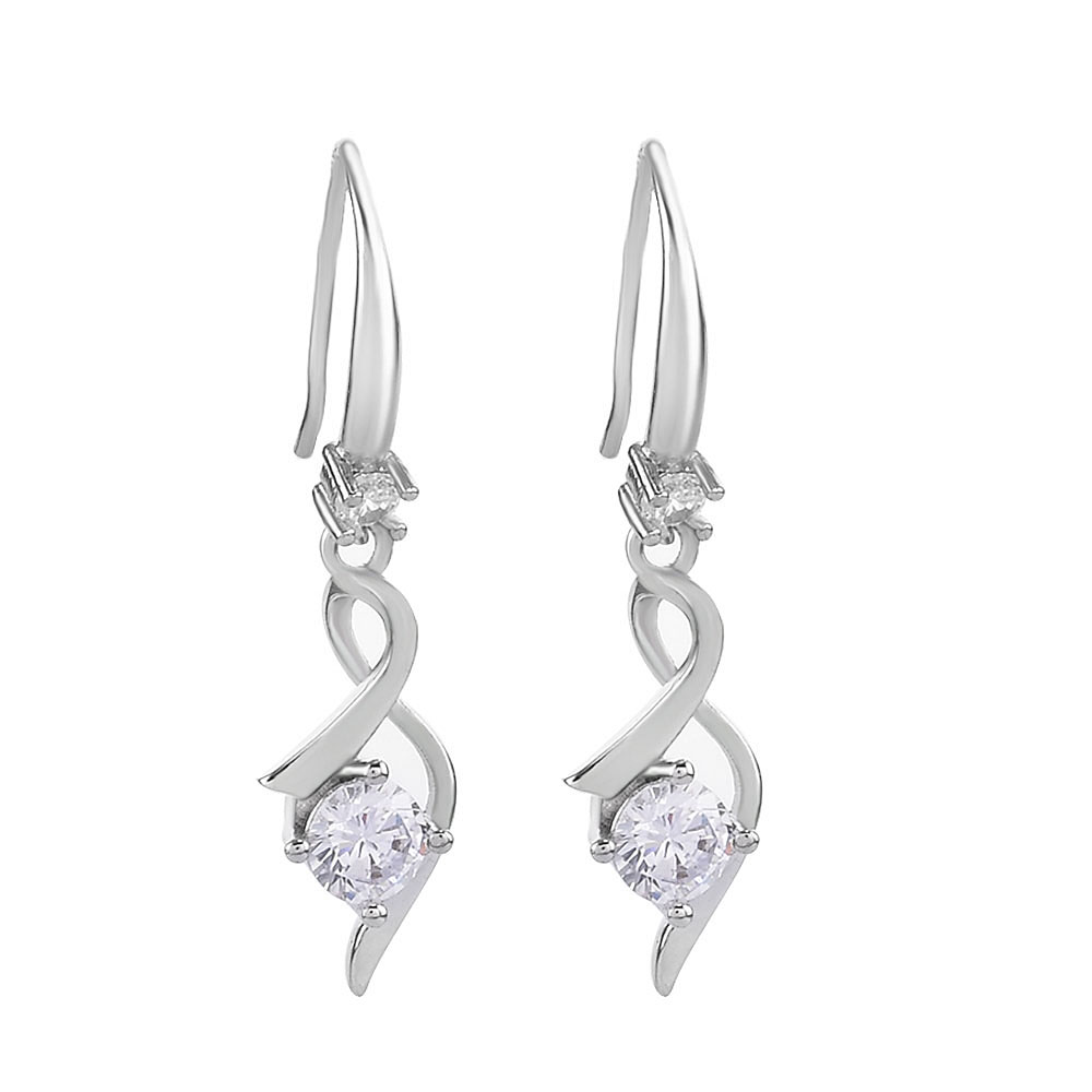 1 Đôi Bông Tai Hình Giọt Nước Đính Đá Sapphire Trắng Đơn Giản Cho Nữ