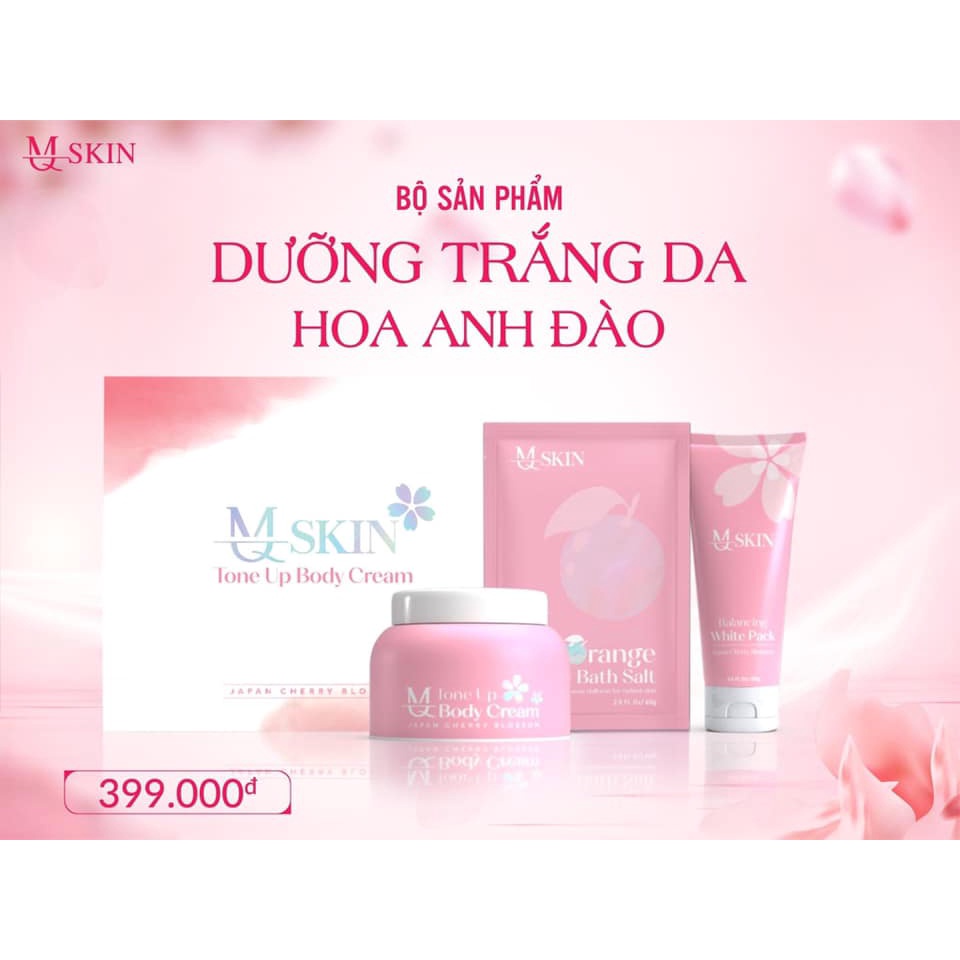(Set 3 Món) Kem dưỡng trắng da chiết suất Hoa Anh Đào Tone Up Body Cream MQ SKIN