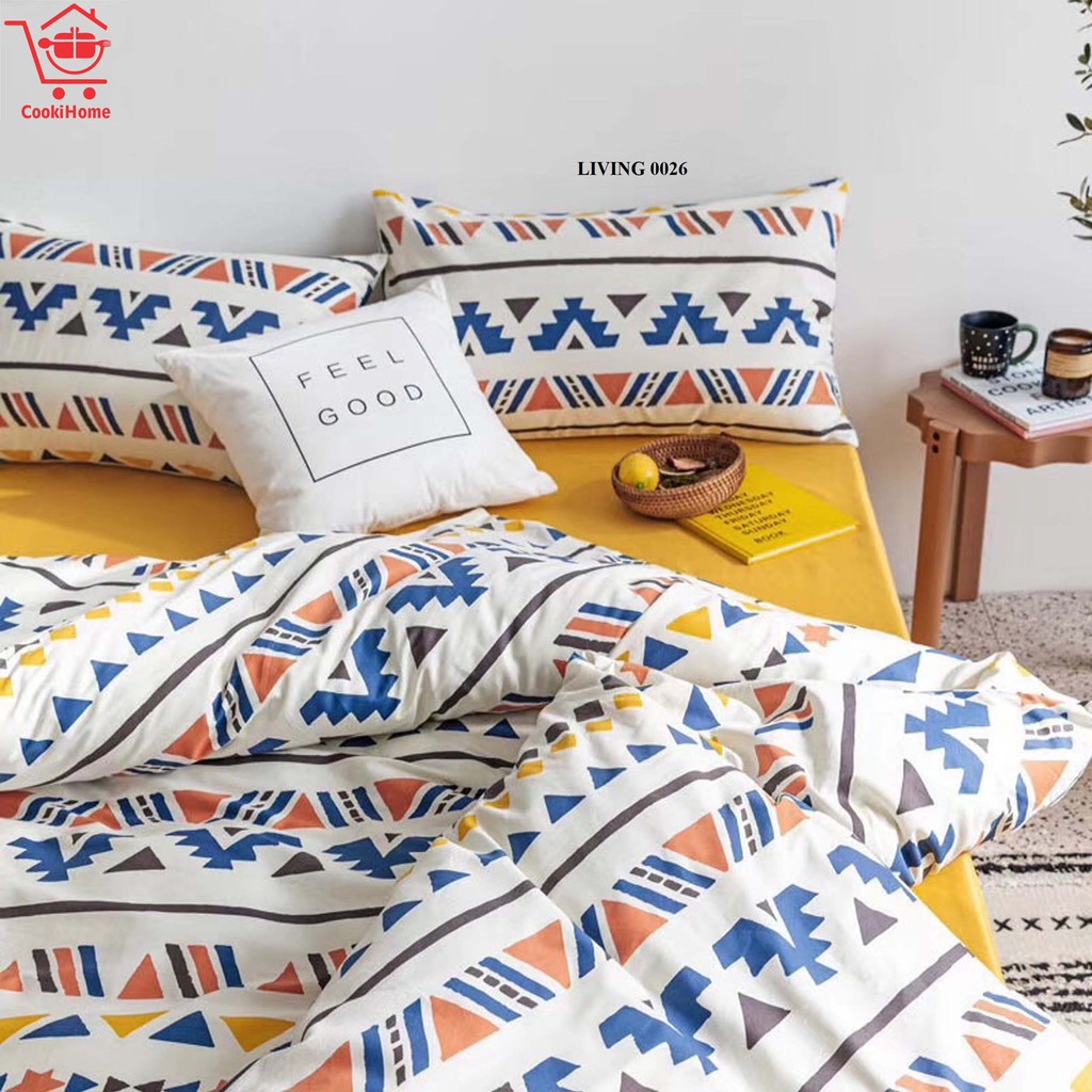 Bộ 4 món chăn ga gối cotton đũi Living cao cấp nhiều mẫu
