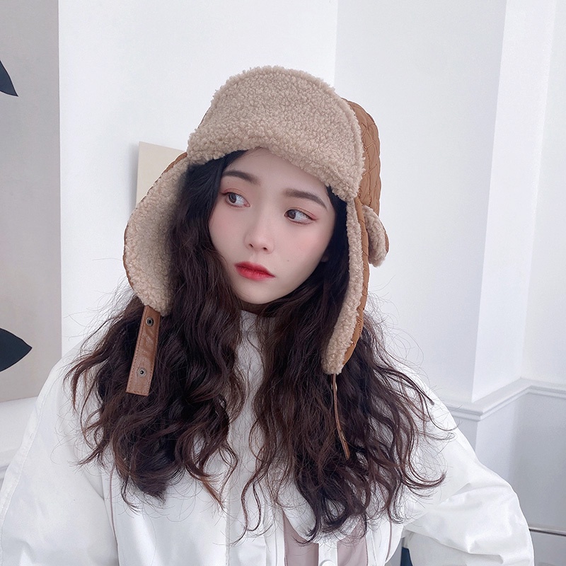 Mũ nhung lông cừu trơn màu kiểu nga dành cho nữ