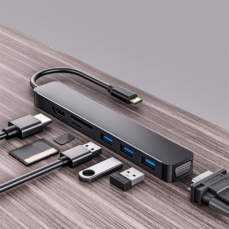 Bộ Chia Cổng USB Type C 4k VGA USB3.0 5Gbps