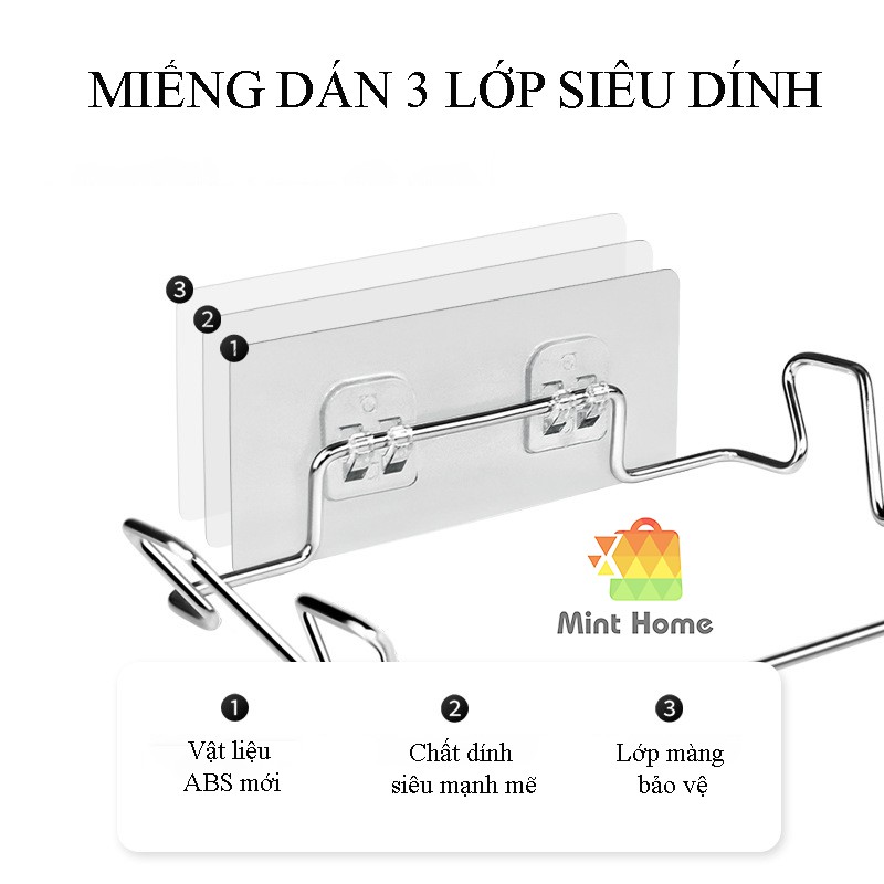 Khung/giá/móc treo túi đựng rác có quai tự phân hủy sinh học, khăn, đồ, thùng rác dán tường chịu lực inox 304 đa năng