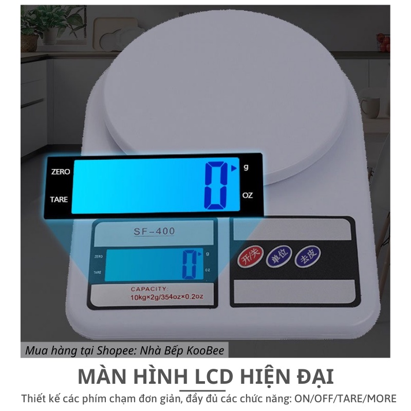 Cân điện tử nhà bếp mini định lượng 1gram đến 10kg - Cân thực phẩm cao cấp bản tiếng anh KooBee (NB47)