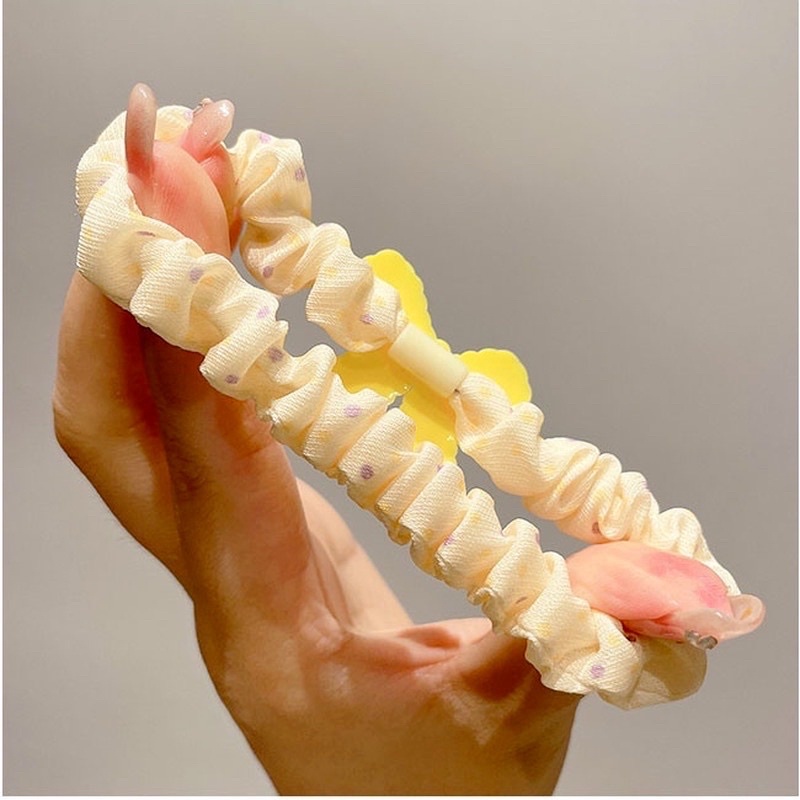 Set 5 Dây Buộc Tóc Cao Su Co Giãn Cho Bé Gái Họa Tiết Dễ Thương Phong Cách Hàn Quốc Xinh Xắn