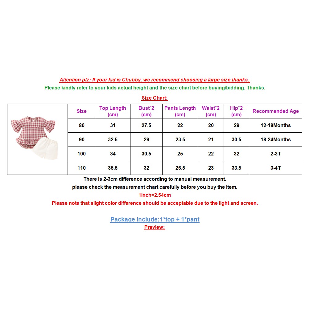 Mikrdoo Bộ gồm áo tay ngắn họa tiết ca rô và quần short thời trang cho bé gái