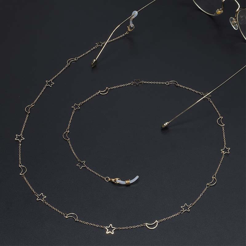Dây Xích Đeo Kính Chống Trượt Mặt Hình Ngôi Sao Mặt Trăng Rỗng Đơn Giản Thời Trang