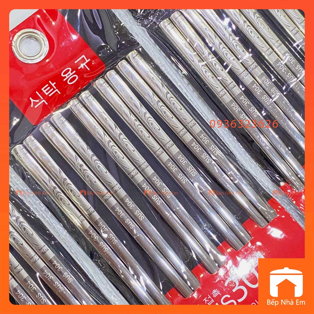 Đũa Inox 304 Hàn Quốc Set 5 Đôi - Hàng Cao Cấp