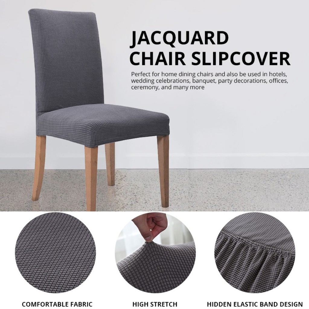 1 Vỏ Bọc Ghế Dệt Kim Dày Dặn Co Giãn Màu Trơn Dành Cho Gia Đình / Quán Cà Phê / Nhà Hàng