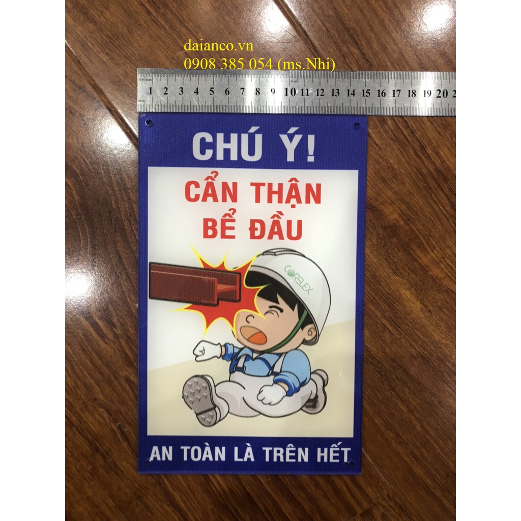 BIỂN CẢNH BÁO CHẤT LIỆU MICA ĐÀI LOAN 3 LY (15x24cm) CẮT LAZER- HÌNH THẬT, CÓ SẴN