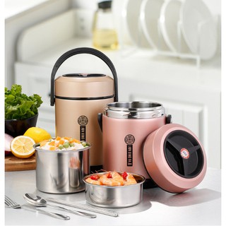 [ELHAP1 giảm tối đa 200K] Hộp Cơm Giữ Nhiệt 3 ngăn dung tích 2.0L INOX 304 - GIỮ NHIỆT 8h LIÊN TỤC