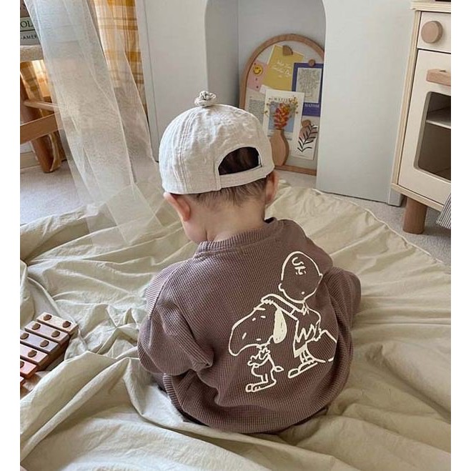 Bộ thun len tăm quần áo dài tay in hình bé cười cho bé từ 8-20kg siêu dễ thương