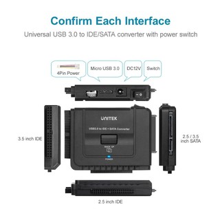 Cáp USB 3.0 Sang IDE/SATA 2,5"/3,5" Unitek Y3322