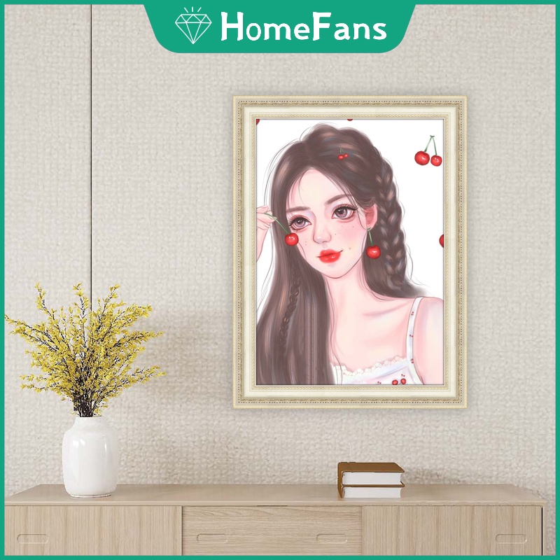 Bộ Tranh Đính Đá 5D Tự Làm Hình Cô Gái Hoạt Hình 30x40cm / 40x50cm