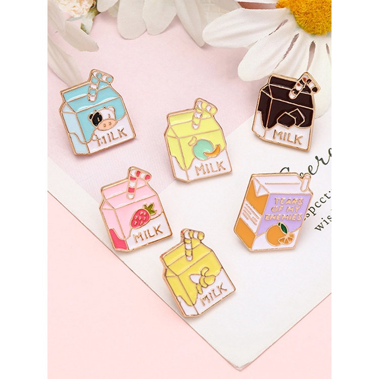 Huy hiệu cài áo hình sữa chua/nước chanh sáng tạo