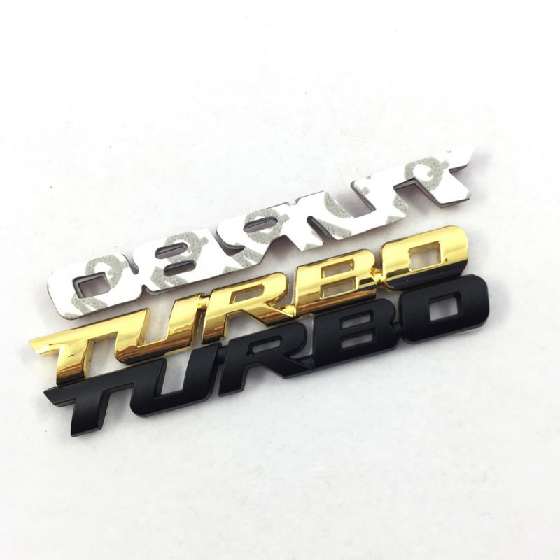 Logo biểu tượng bằng kim loại thiết kế chữ Turbo trang trí xe hơi độc đáo