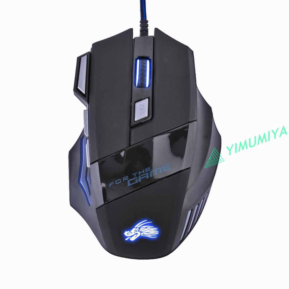 Chuột Quang Chơi Game Có Dây Đèn Led 5500dpi 7 Nút Bấm