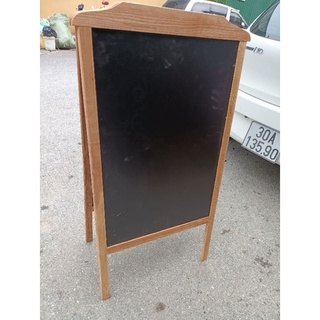 Bảng menu đen khung gỗ tần bì viết 2 mặt Gem Decor
