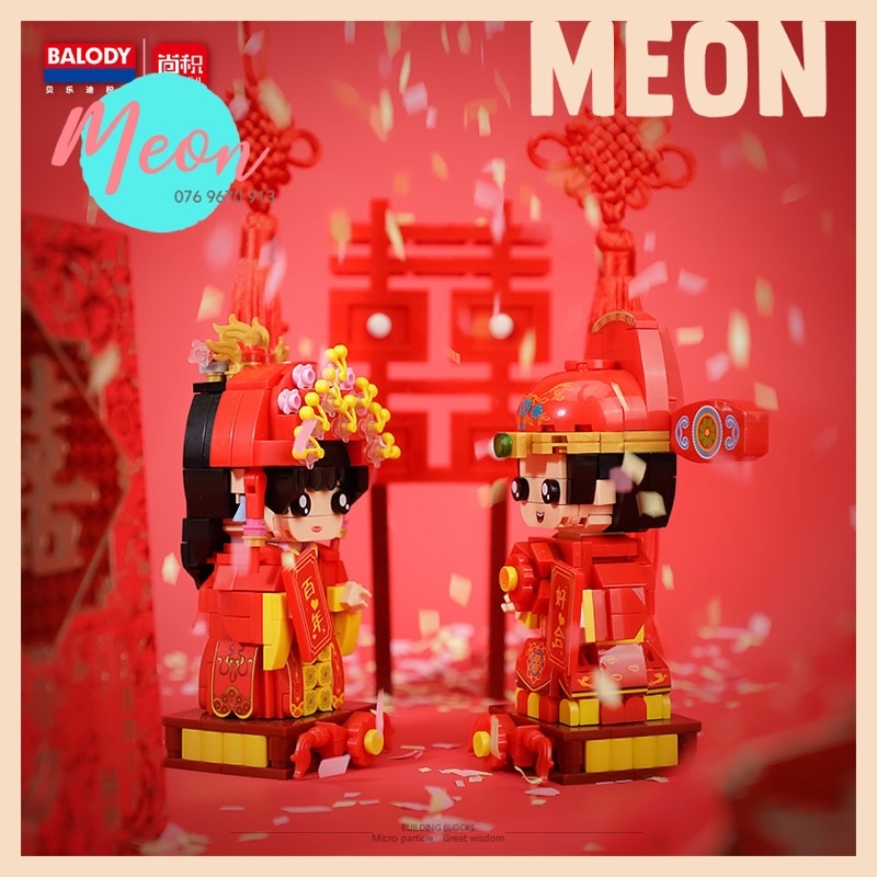 Miniblock Xếp hình lego cổ trang cô dâu chú rể size M