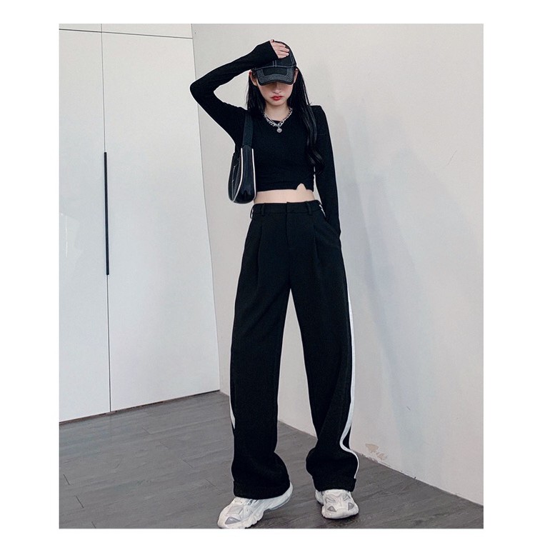 [ HÌNH THẬT HÀNG SẴN ] Quần ống rộng ulzzang viền bên