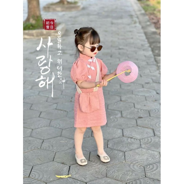 Váy em bé kèm túi mặc lễ tết siêu đẹp - Đầm bé gái size 9 - 20ky