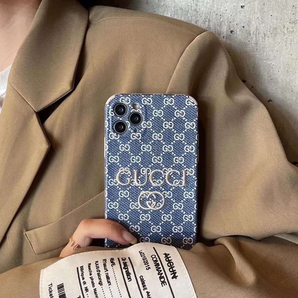Ốp da thêu chống sốc G.ucci xanh dương iphone X/Xs/Xsmax/11/11promax/12/12pro/12promax/13/13pro/13promax