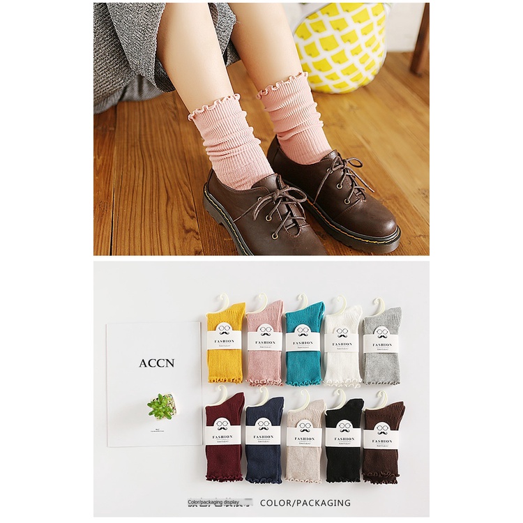 Vớ Cotton Màu Trơn Chất Lượng Cao Thời Trang Cho Nữ