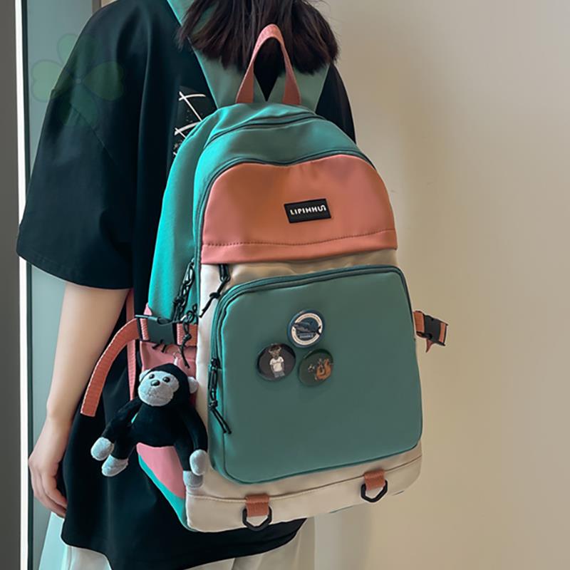 Ba lô học sinh màu sắc tương phản thời trang