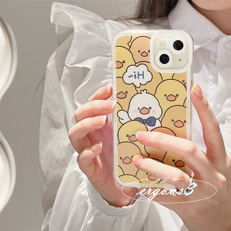 Ốp Điện Thoại Mềm Họa Tiết Vịt Vàng Bảo Vệ Ống Kính Máy Ảnh Cho iPhone 14 13 12 11 Pro Max SE2020 X XR Xs Max 7 8 6 6s Plus