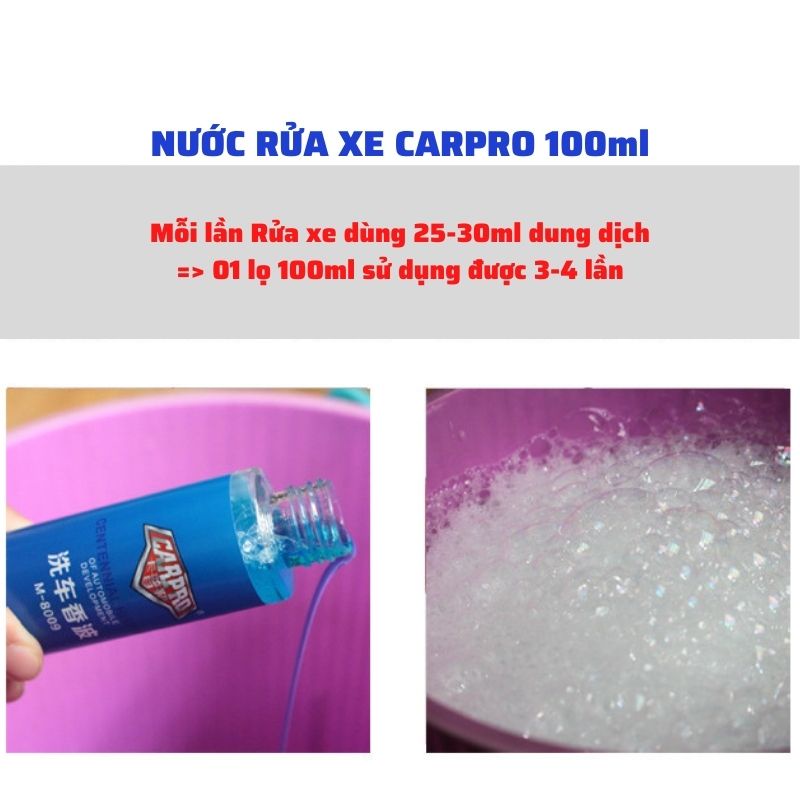 NƯỚC RỬA XE ÔTÔ XE MÁY CARPRO 100ml, Dung Dịch Rửa Xe Đậm Đặc 3 IN 1, Làm sạch,Tráng men làm bóng và Bảo vệ Môi trường